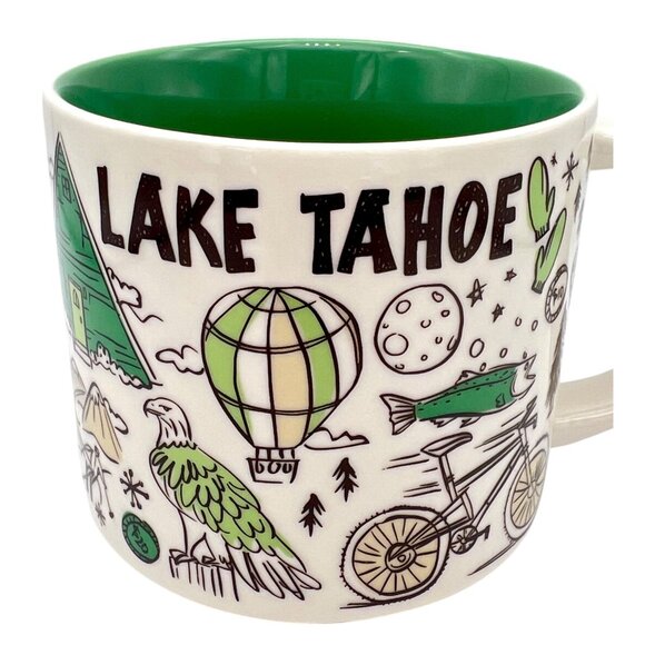 Starbucks Lake Tahoe Been There Series Ceramic Mug 14 fl oz Green Interior - Picture 2 of 7